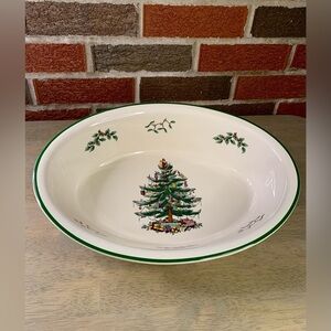 SPODE 'CHRISTMAS TREE' LARGE‎ OVAL BAKER - OVEN TO TABLE -ENGLAND